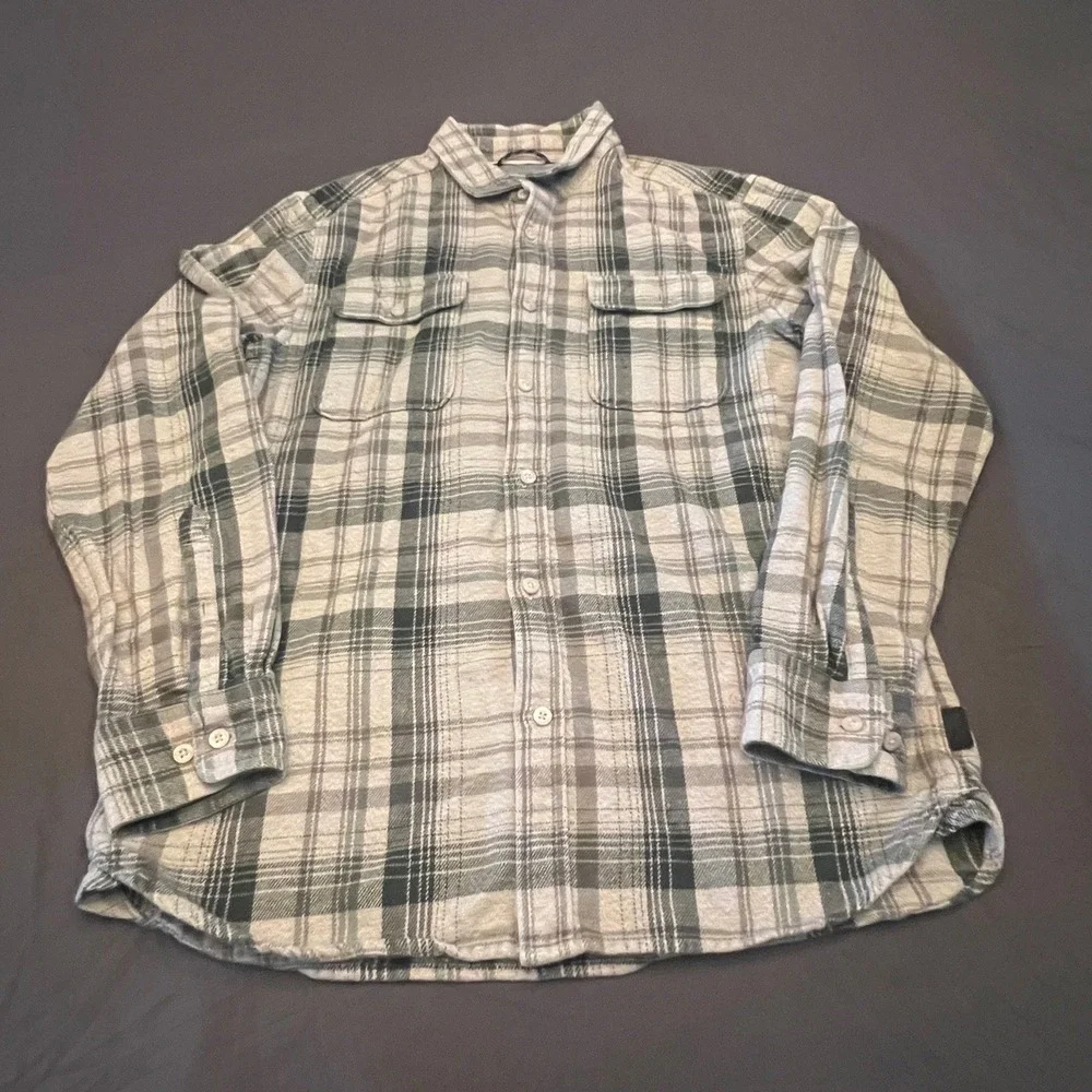 The North Face Mens Grey Plaid Flannel Long Sleeve Button Down Shirt Size Medium